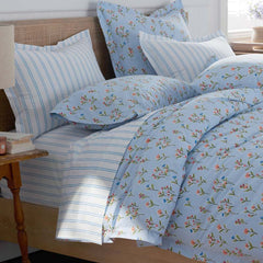 Blossoms and Stripes Classic Cool Cotton Percale Comforter - Squiggle Stripe, Twin/Twin XL