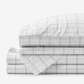 Yarn-Dyed Plaid Garment Washed Cotton Percale Bed Sheet Set - Ivory Multi, Queen