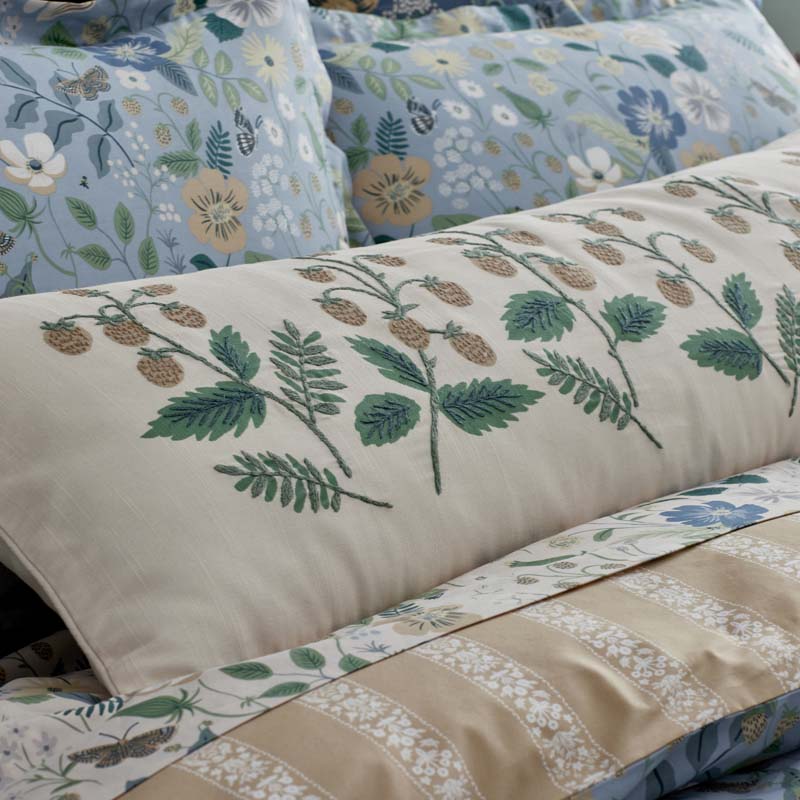 Strawberry Fields Decorative Lumbar Pillow Cover - Beige