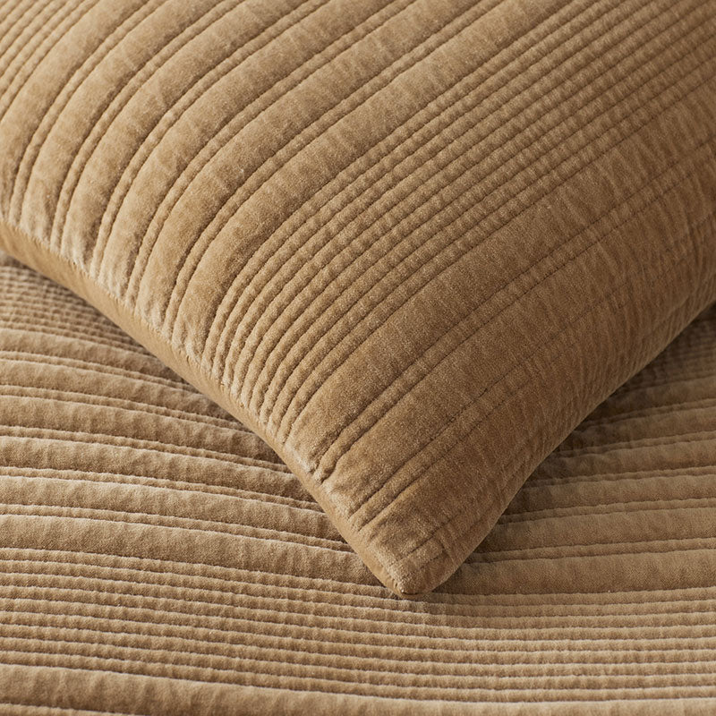 Line Stitch Velvet Quilted Sham - Gold, Standard