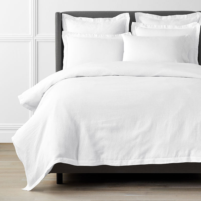 Premium Breathable Relaxed Linen Solid Duvet Cover - White, King/Cal King