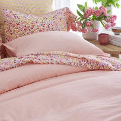 Sunshine & Blooms Classic Cool Cotton Percale Duvet Cover - Pinstripe Coral, Full/Queen