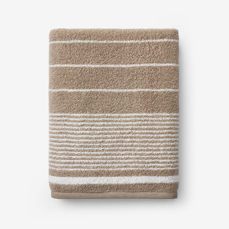 Plush Spa Stripe Bath Towel - Light Mocha