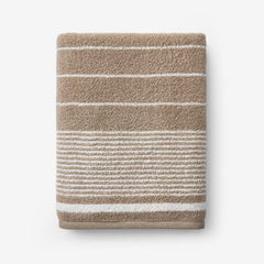 Plush Spa Stripe Bath Towel - Light Mocha
