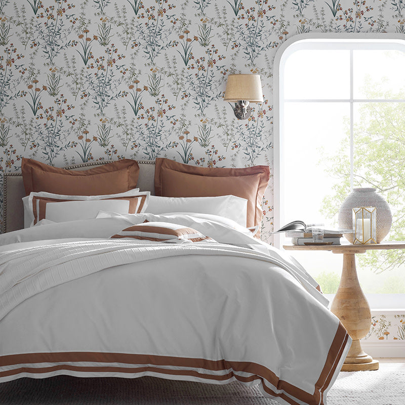 Double Border Classic Smooth Wrinkle-Free Sateen Bed Duvet Cover - Caramel, King/Cal King