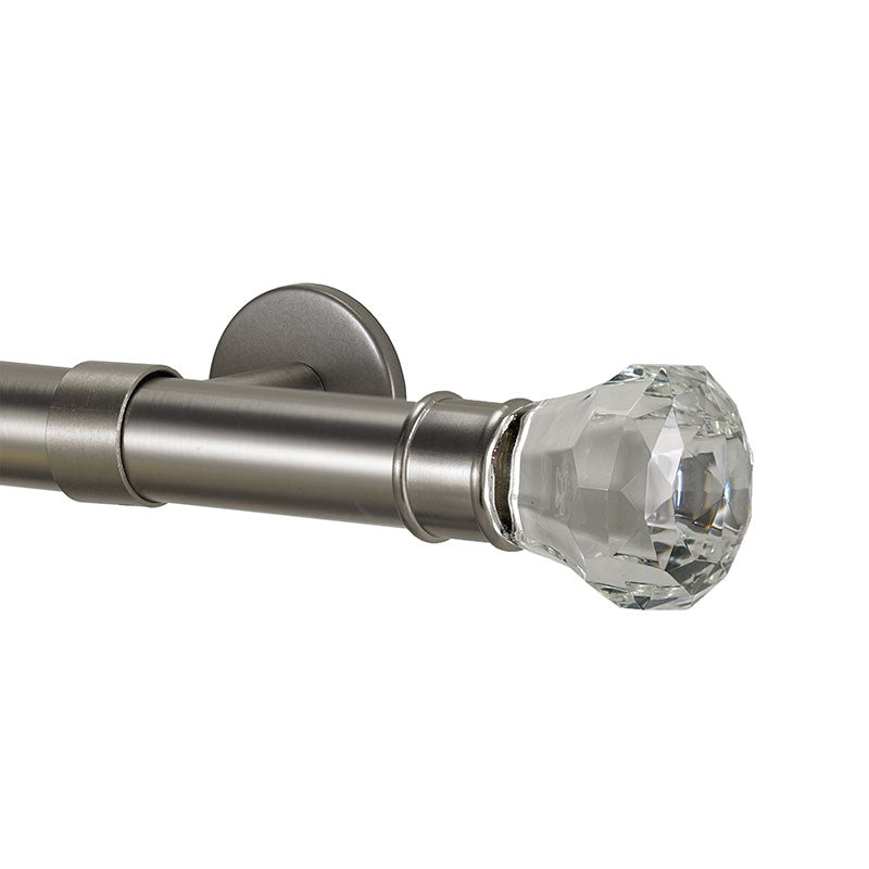 Facets Finial and 1" diameter Rod Set - Stainless Steel, 72"