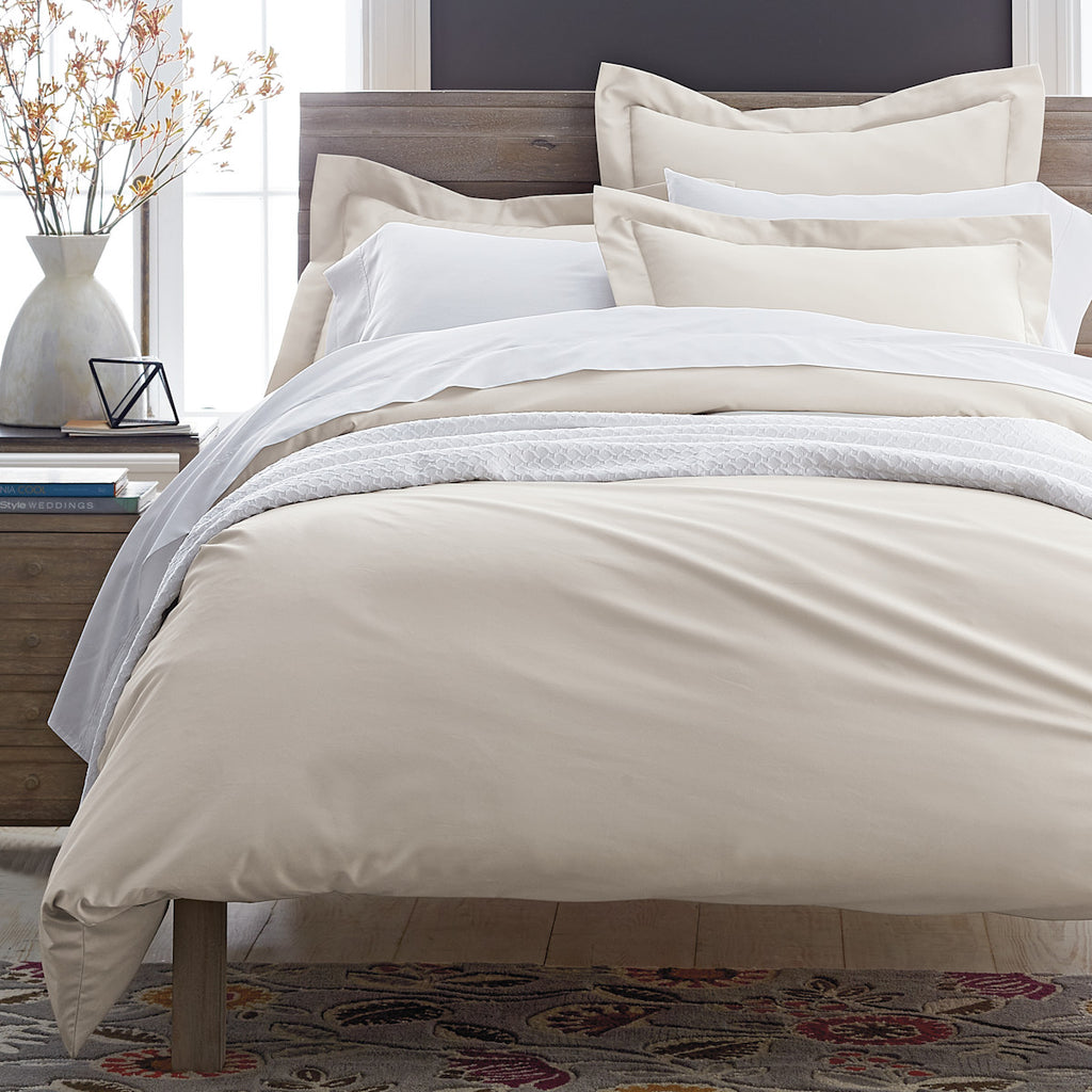 Premium Smooth Supima® Cotton Wrinkle-Free Sateen Duvet Cover - Alabaster, Full/Queen