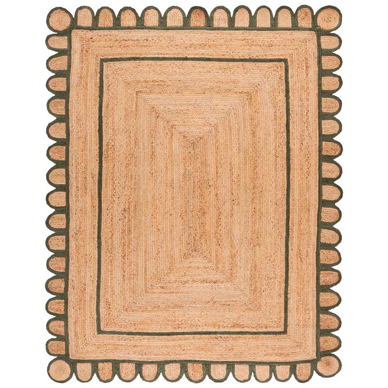 Scallop Border Handwoven Jute Rug - Olive, 3' x 5'