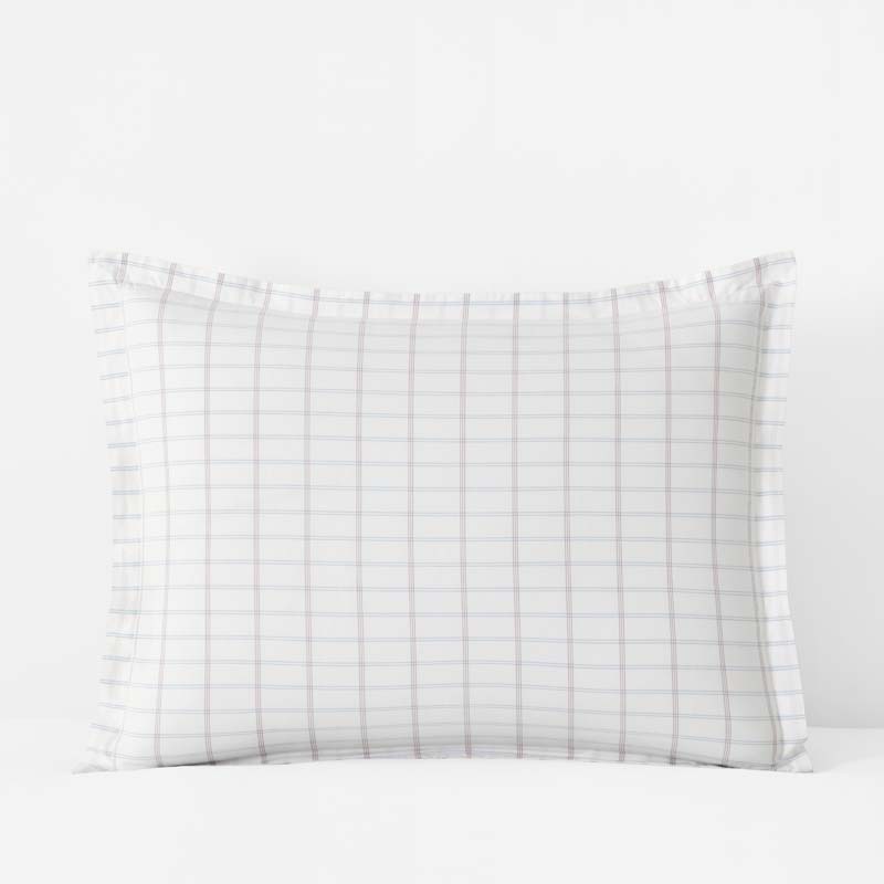 Yarn-Dyed Plaid Garment Washed Cotton Percale Sham - Ivory Multi, King