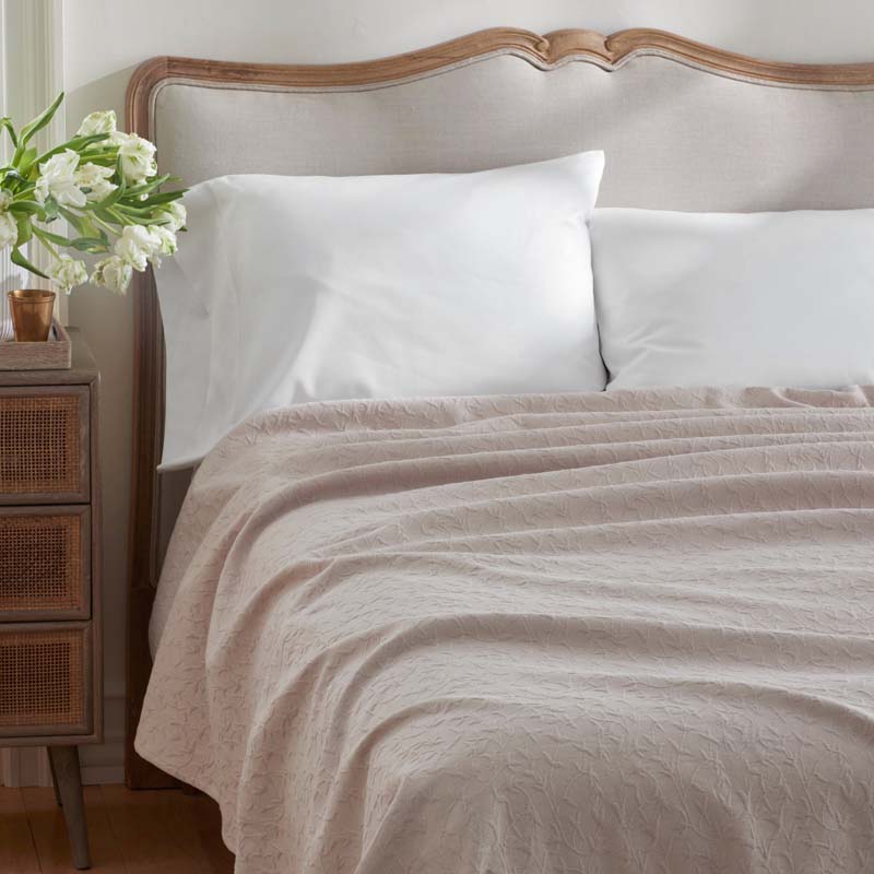 Delicate Floral Blanket - Beige, Twin/Twin XL