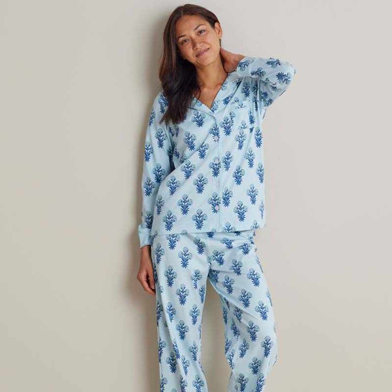 Printed Peruvian Cotton Women's Button-Down Pajama Set - Suhana, XS