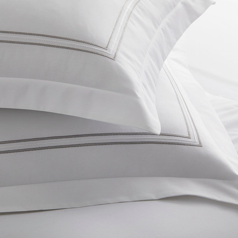 Dorset Stripe Luxe Smooth Egyptian Cotton Sateen Sham - Gray, King