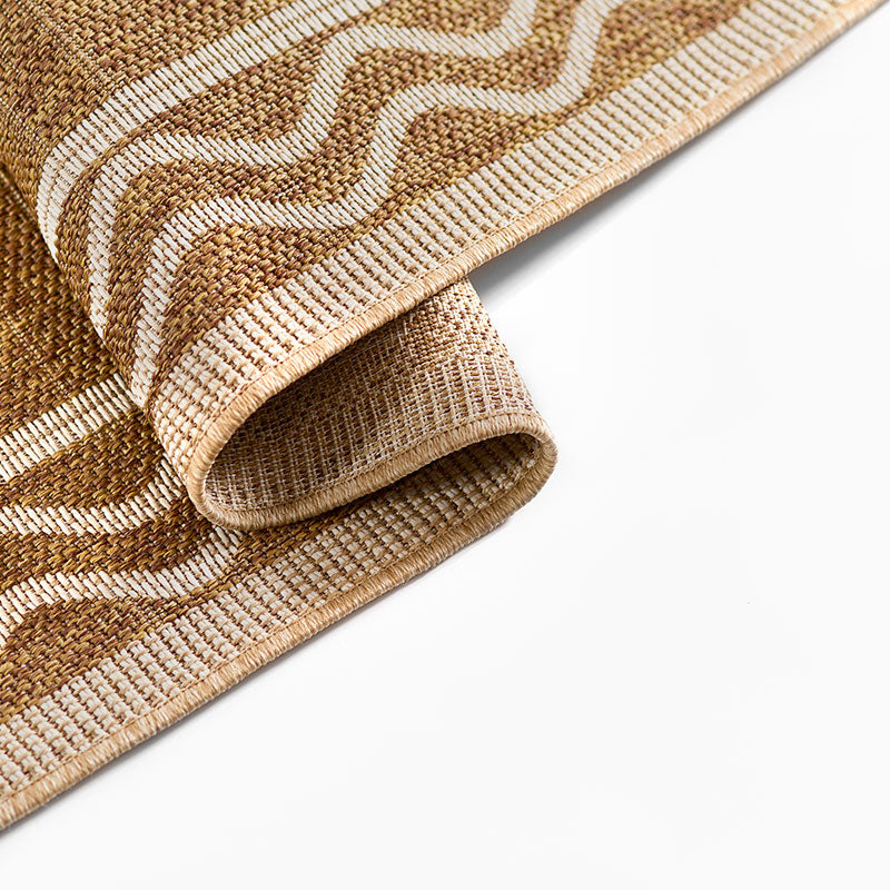 Wave Border Outdoor Rug -  Natural, 2' 7" W x 7' 6" Runner
