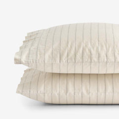 Tailored Stripes and Plaids Premium Breathable Washed Linen Cotton Pillowcase Set - Stripe Dark Olive, Standard