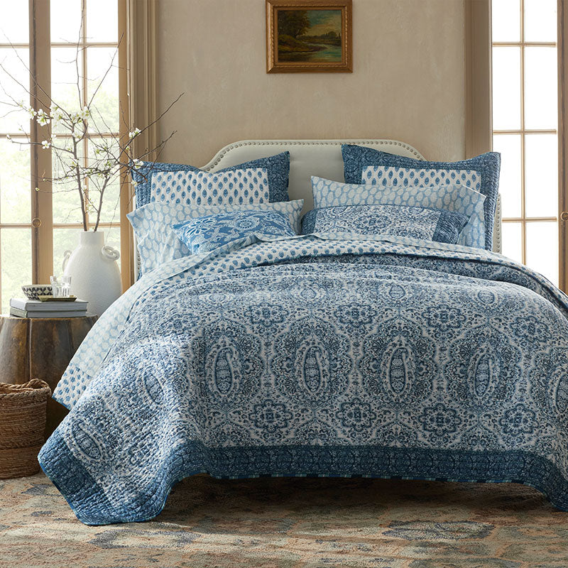 Mona Reversible Quilted Sham - Blue/White, Standard