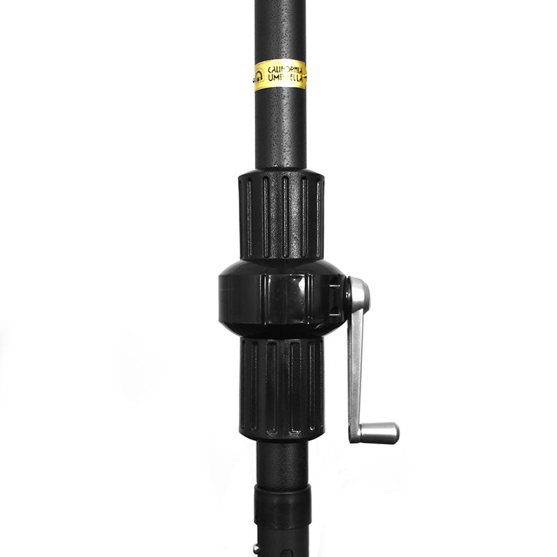 Round Outdoor Patio Umbrella, Fiberglass with Twist Tilt - Black Finish, Sunflower, 9'