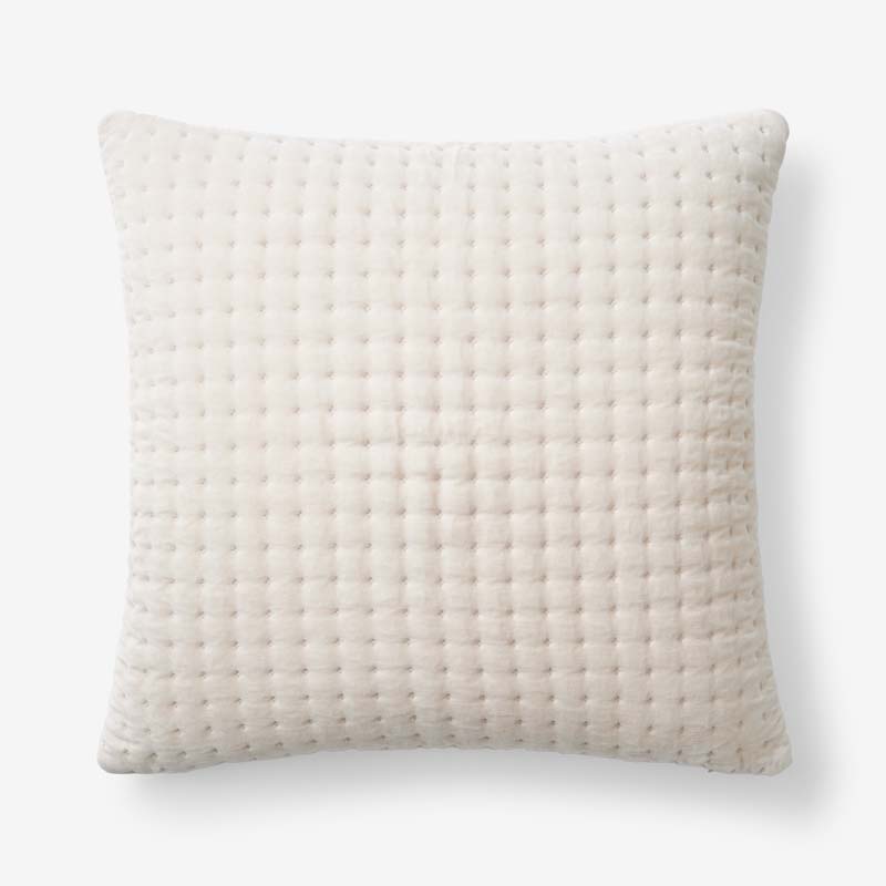 Tufted Stitch Velvet Decorative Square Pillow Cover - Sand, 20 in. x 20 in.