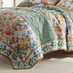 Shoshanna Reversible Patchwork Quilted Sham - Green Multi, King