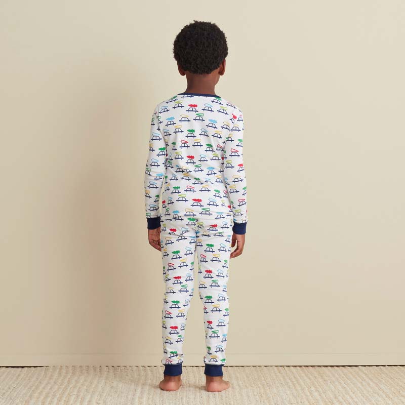 Family Printed Peruvian Cotton Kid's Pajama Set - Tree Ride, 10