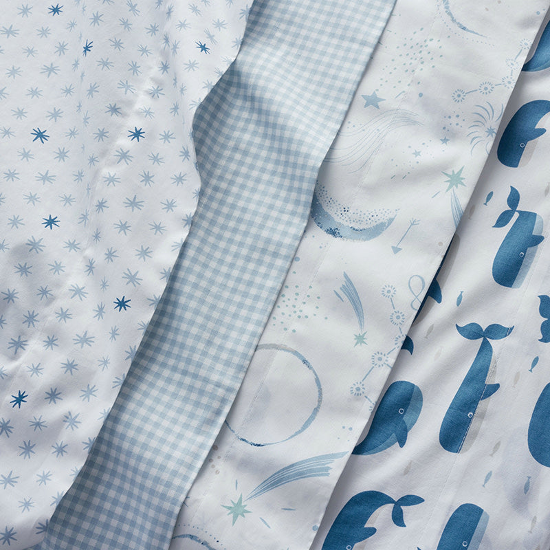 Night Sky Classic Cool Organic Cotton Percale Duvet Cover Set - Blue, Full/Queen