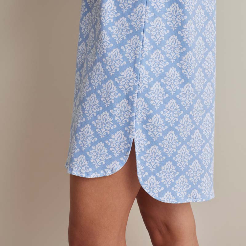 Printed Pima Cotton Women's Nightgown - Lisbon Blue, S