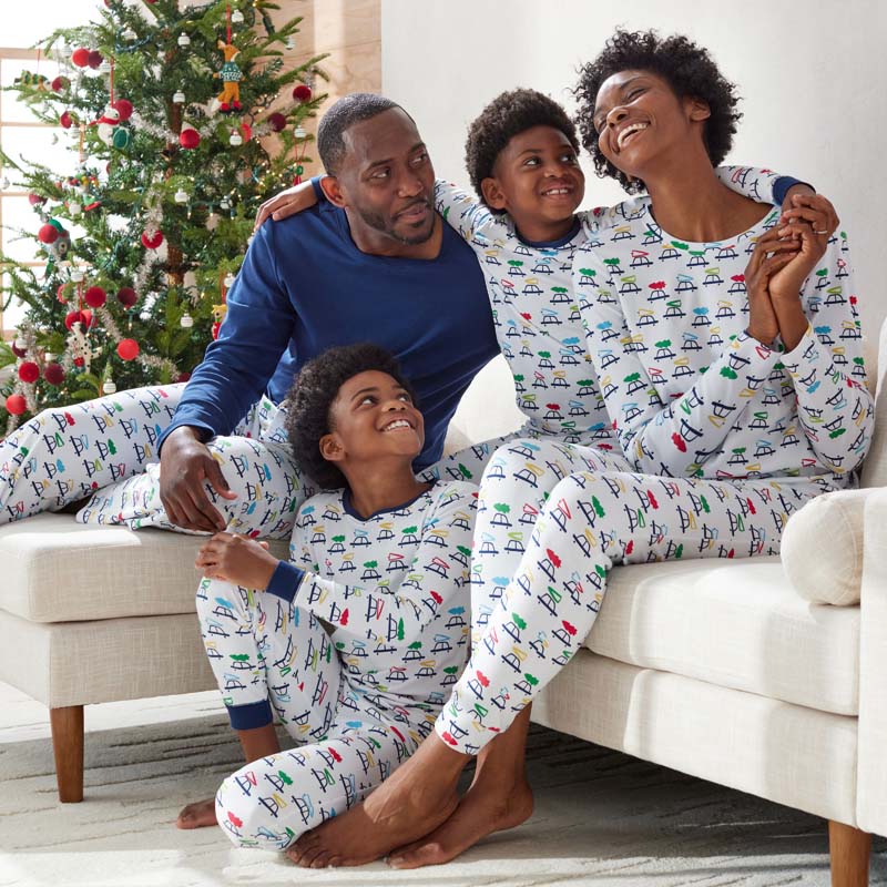 Family Printed Peruvian Cotton Kid's Pajama Set - Tree Ride, 5