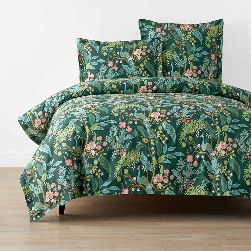 Peacock Classic Smooth Sateen Duvet Cover - Evergreen, Twin/Twin XL
