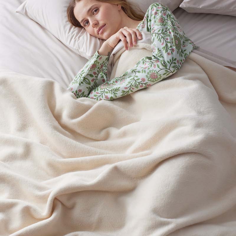 Cotton/Acrylic Fleece Blanket - Ivory, King/Cal. King