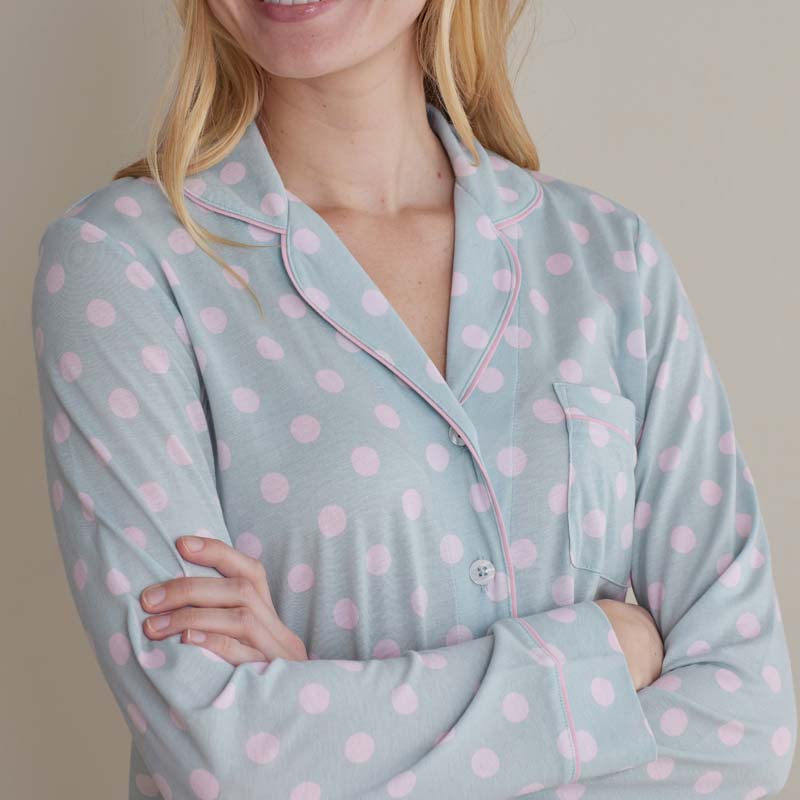 Cotton Modal Women's Button-Down Pajama Set - Pretty Dot, XS