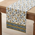Garden Floral Cotton Table Runner - Blue Flora, 16 in. x 108 in.