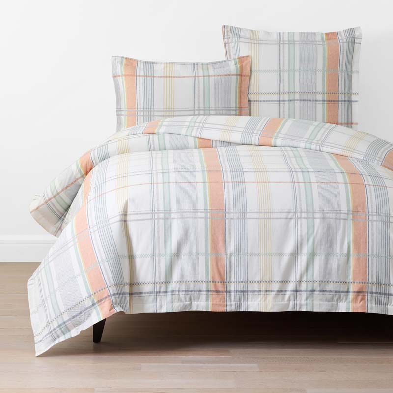Alder Plaid Classic Cool Cotton Percale Duvet Cover - Multi, Full/Queen