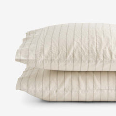 Tailored Stripes and Plaids Premium Breathable Washed Linen Cotton Pillowcase Set - Stripe Dark Brown, King
