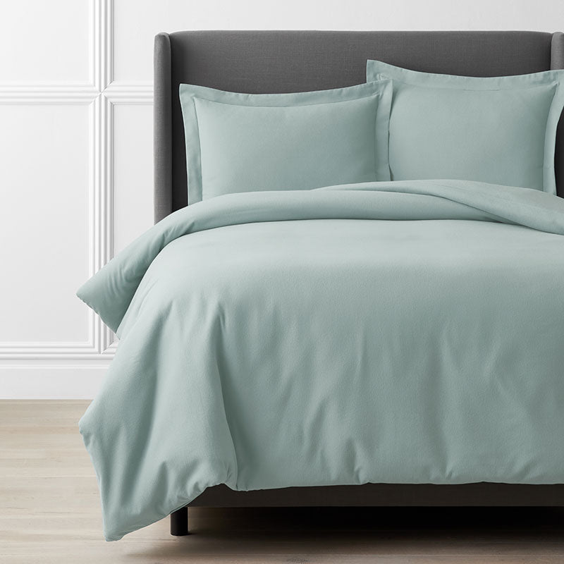 Classic Ultra-Cozy Cotton Velvet Flannel Solid Duvet Cover - Seafoam, King/Cal. King