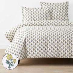Suhana  Garment Washed Cotton Percale Duvet Cover - Yellow, Full/Queen