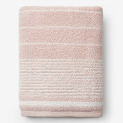 Plush Spa Stripe Bath Sheet - Light Rose Quartz