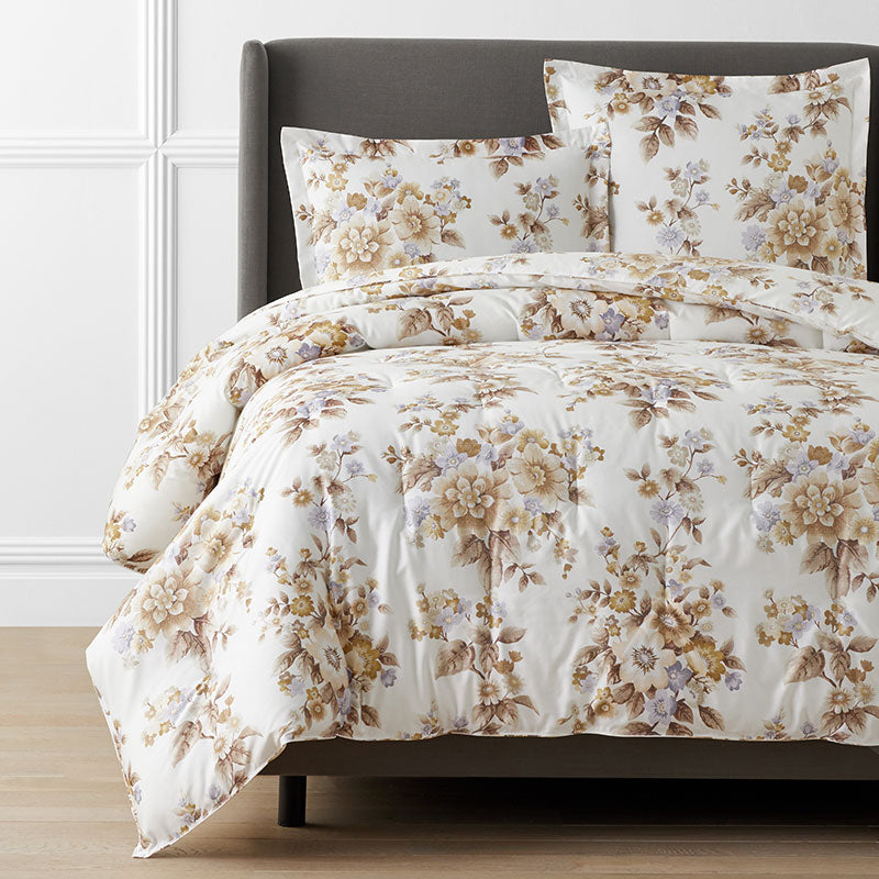 Primrose Bloom Premium Smooth Wrinkle-Free Sateen Comforter - Beige Multi, Full
