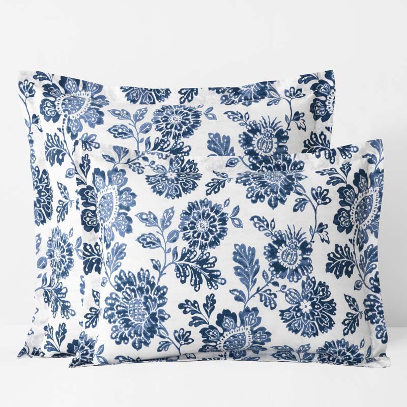 Floral Indigo Garden Classic Cool Cotton Percale Sham - Blue, King