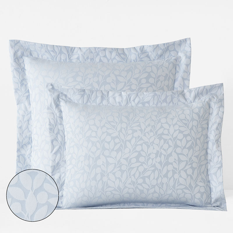 Jacquard Leaf Yarn-Dyed Premium Smooth Supima® Cotton Wrinkle-Free Sateen Sham - Blue Shadow, King