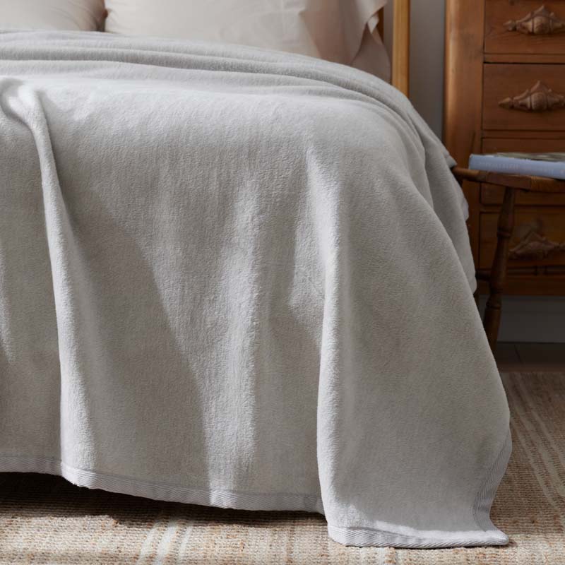 Cotton/Acrylic Fleece Blanket - Silver, Full/Queen