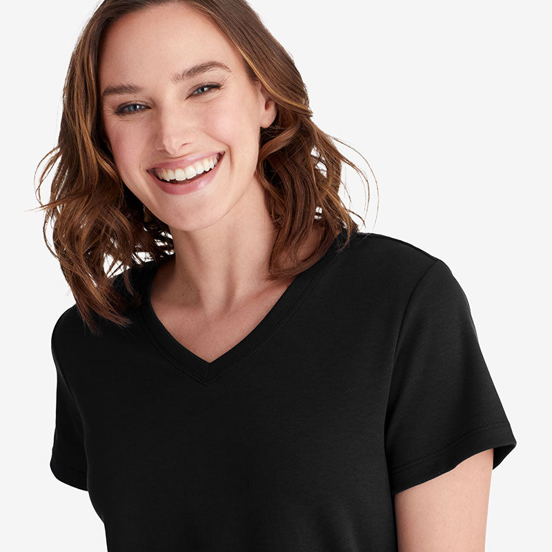 Pima Cotton Women's Cropped Pajama Set - Black, XXL