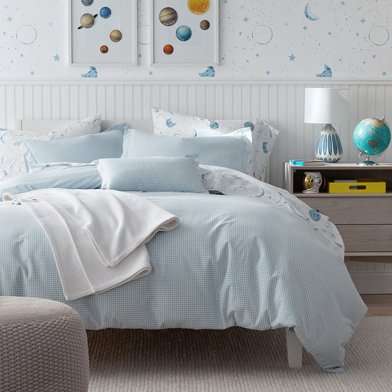 Ditsy Gingham Classic Cool Organic Cotton Percale Sham - Blue, Standard