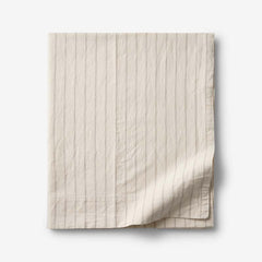 Tailored Stripes and Plaids Premium Breathable Washed Linen Cotton Flat Bed Sheet - Stripe Dark Brown, Queen