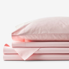 Classic Cool Organic Cotton Percale Solid Bed Sheet Set - Petal Pink, Twin