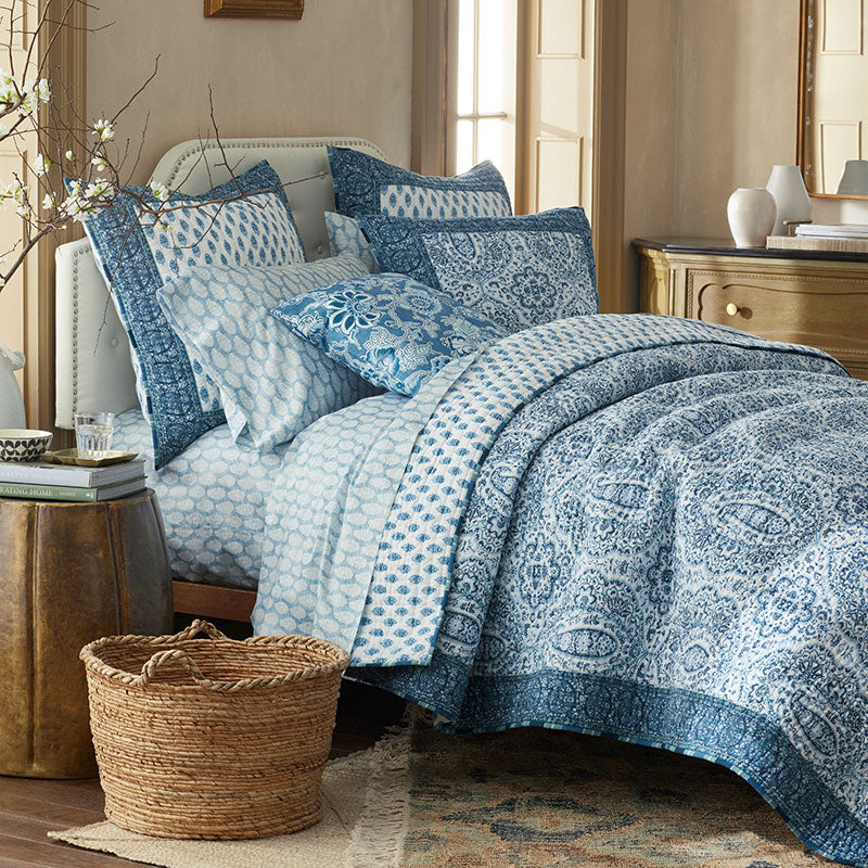 Mona Reversible Quilted Sham - Blue/White, King