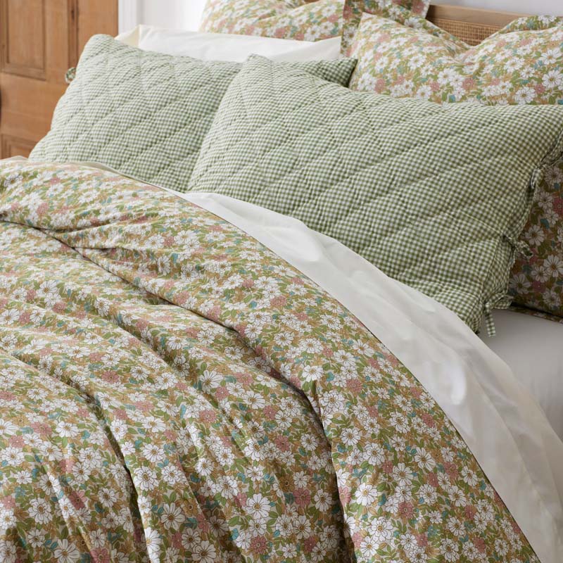 Julienne Classic Cool Cotton Percale Sham - Floral Beige, Euro
