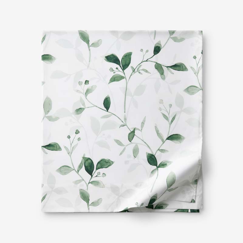 Botanic Meadow Premium Smooth Wrinkle-Free Sateen Flat Bed Sheet - Evergreen, King/Cal. King