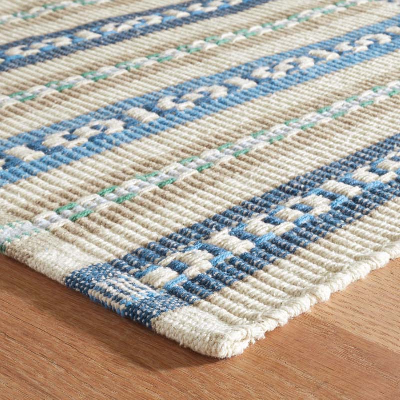 Long Slade Handwoven Cotton Rug - Indigo, 8' x 10'