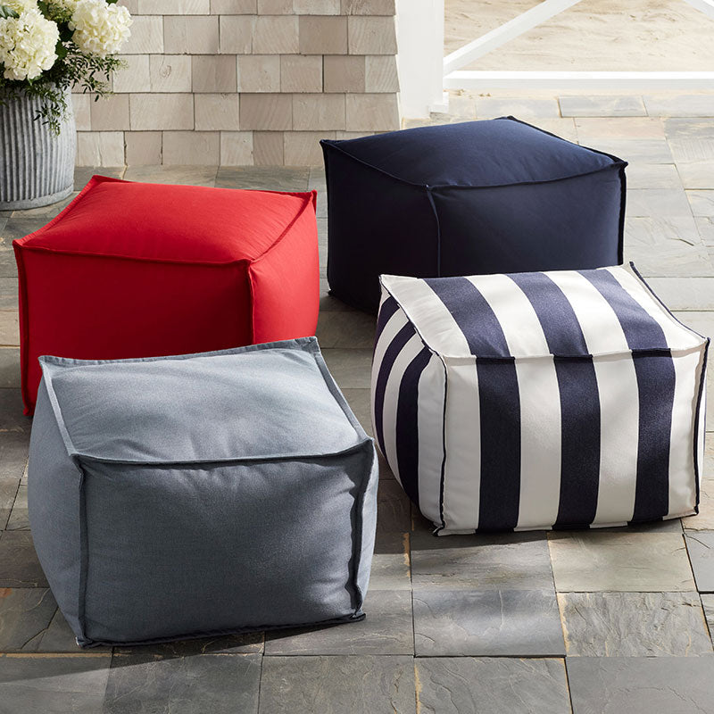 Indoor/Outdoor Pouf - Jockey Red, Medium
