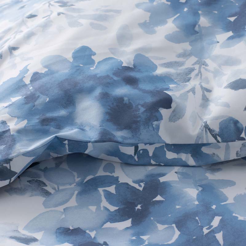 Floral Grove Premium Smooth Wrinkle-Free Sateen Fitted Bed Sheet - Dusty Blue, King