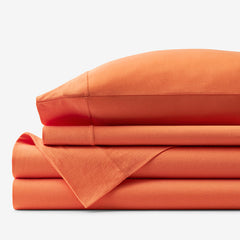 T-Shirt Soft Jersey Knit Bed Sheet Set - Orange, Twin